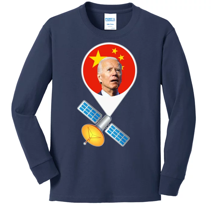 Chinese Satellite Balloon Joe Biden Kids Long Sleeve Shirt