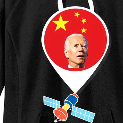 Chinese Spy Balloon Funny Surveillance Joe Biden China Flag Women's Fleece Hoodie