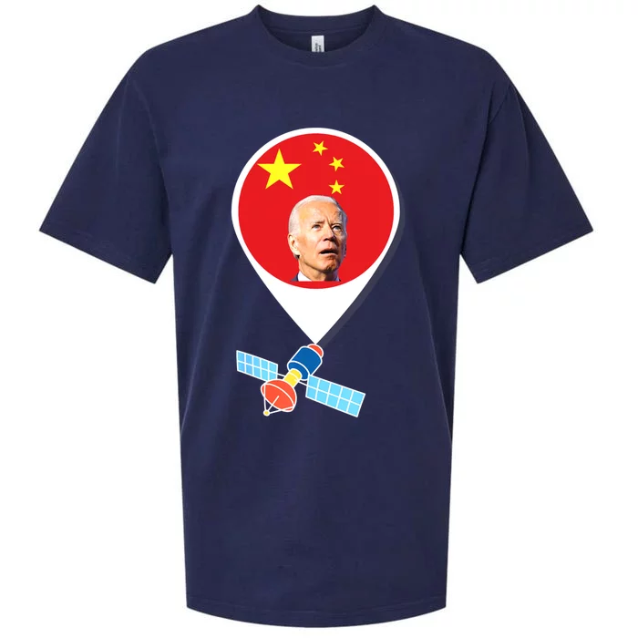 Chinese Spy Balloon Funny Surveillance Joe Biden China Flag Sueded Cloud Jersey T-Shirt