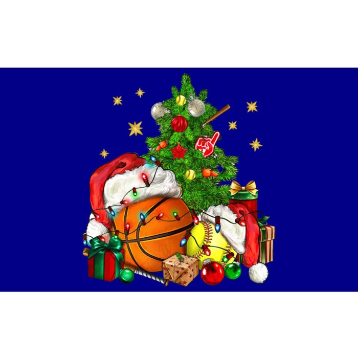 Christmas Sports Basketball And Softball Xmas Tree Lights Gift Bumper Sticker