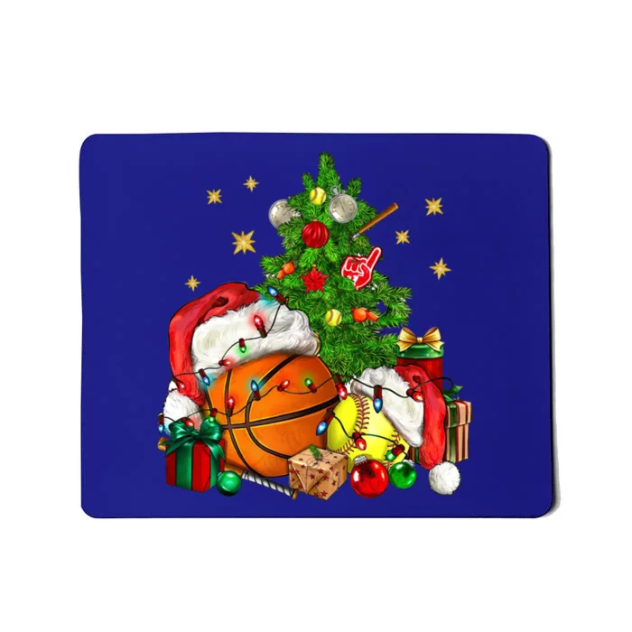 Christmas Sports Basketball And Softball Xmas Tree Lights Gift Mousepad