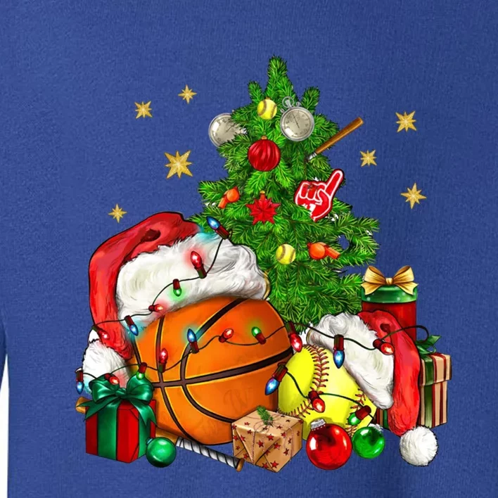 Christmas Sports Basketball And Softball Xmas Tree Lights Gift Toddler Sweatshirt