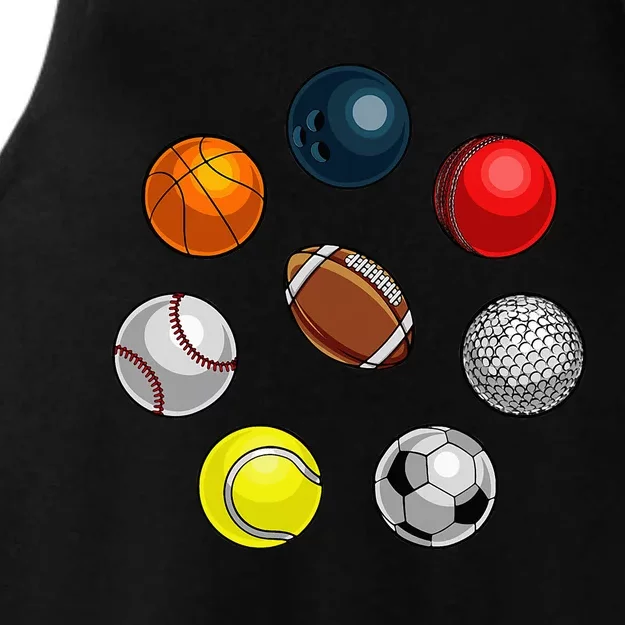 Cartoon Sports Balls Design Ladies Tri-Blend Wicking Tank