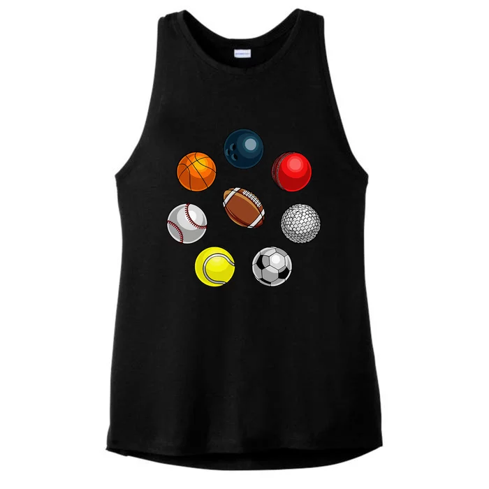 Cartoon Sports Balls Design Ladies Tri-Blend Wicking Tank