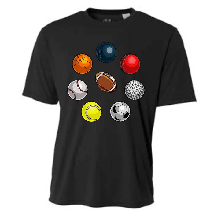 Cartoon Sports Balls Design Cooling Performance Crew T-Shirt