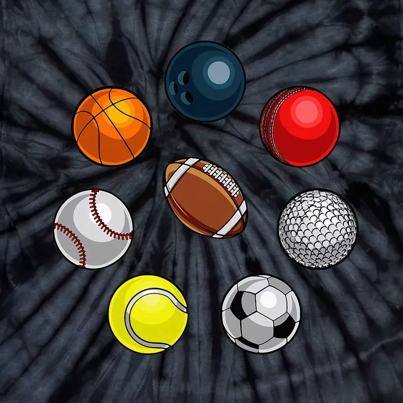 Cartoon Sports Balls Design Tie-Dye T-Shirt