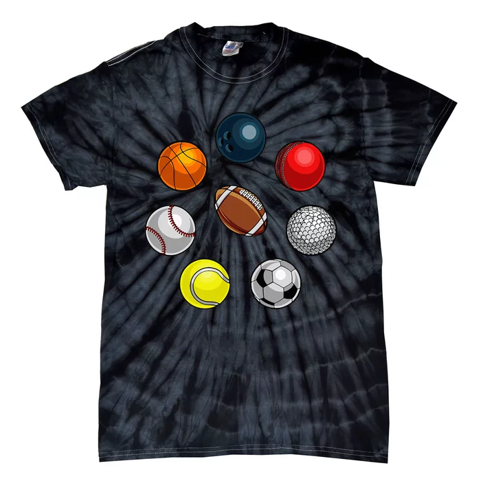 Cartoon Sports Balls Design Tie-Dye T-Shirt