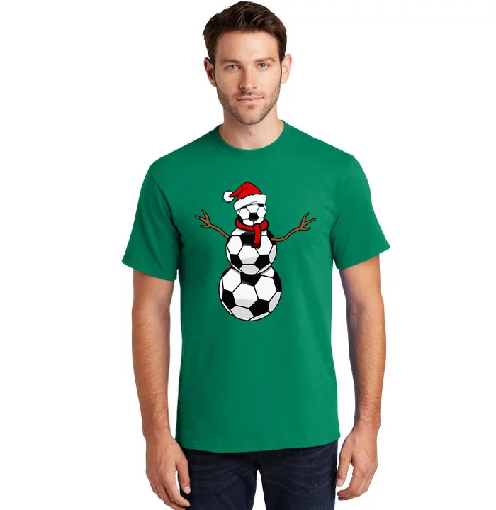 Christmas Soccer Balls Santa Snowman Tall T-Shirt