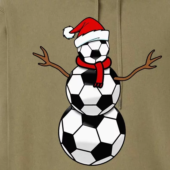 Christmas Soccer Balls Santa Snowman Premium Hoodie