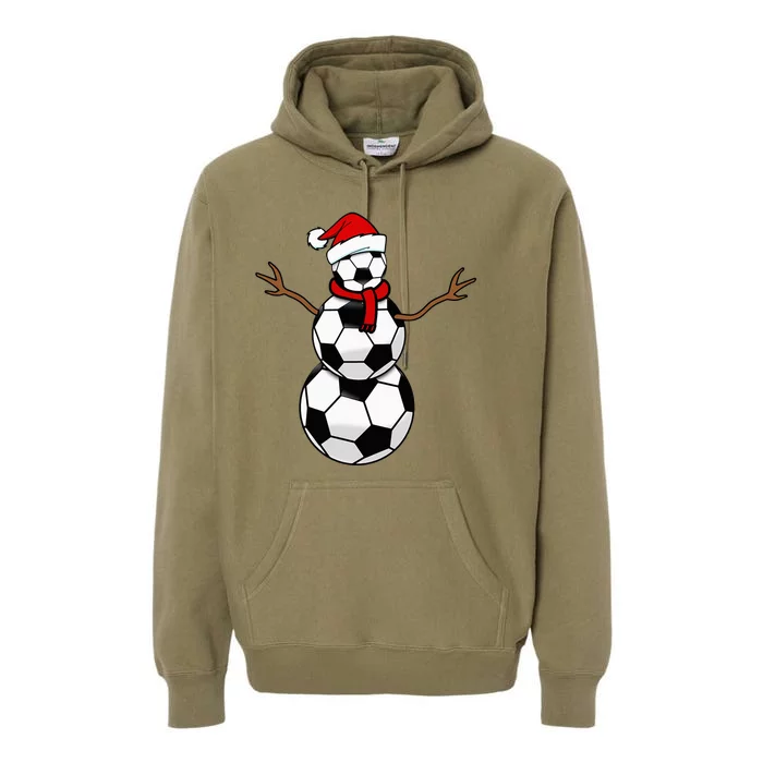 Christmas Soccer Balls Santa Snowman Premium Hoodie