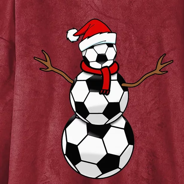 Christmas Soccer Balls Santa Snowman Hooded Wearable Blanket