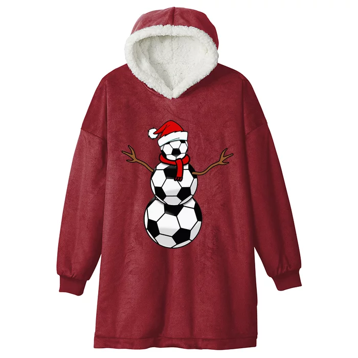 Christmas Soccer Balls Santa Snowman Hooded Wearable Blanket