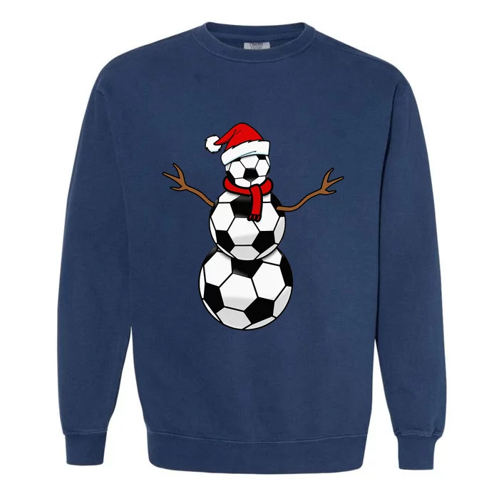 Christmas Soccer Balls Santa Snowman Garment-Dyed Sweatshirt