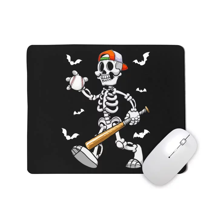 Cool Skeleton Baseball Lover Halloween Baseball Player Mousepad