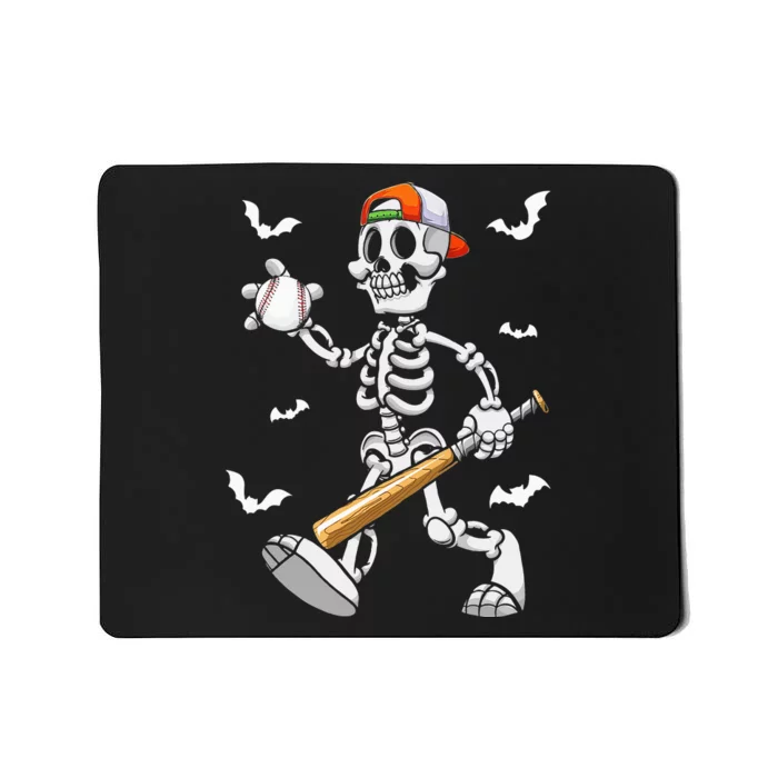 Cool Skeleton Baseball Lover Halloween Baseball Player Mousepad