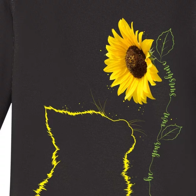 Cat Sunflower Be Your Own Sunshine Gift For Cat Mom Dad Baby Long Sleeve Bodysuit