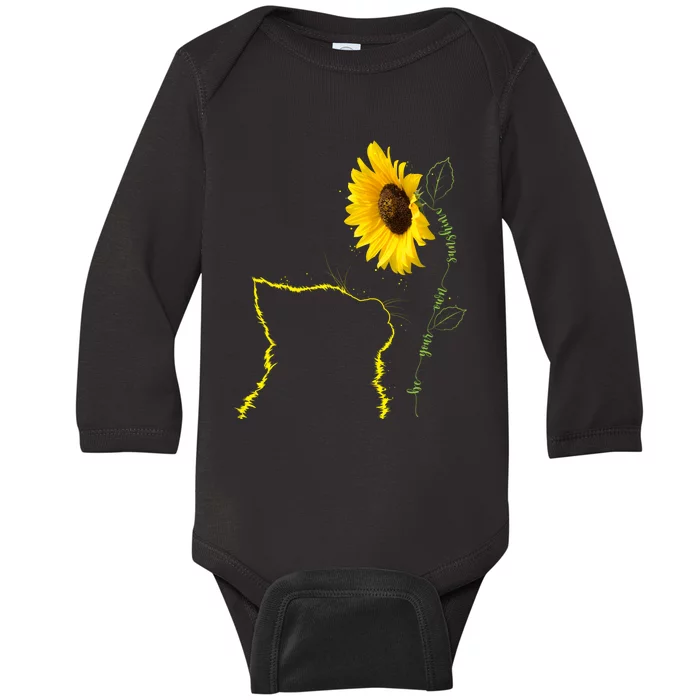 Cat Sunflower Be Your Own Sunshine Gift For Cat Mom Dad Baby Long Sleeve Bodysuit