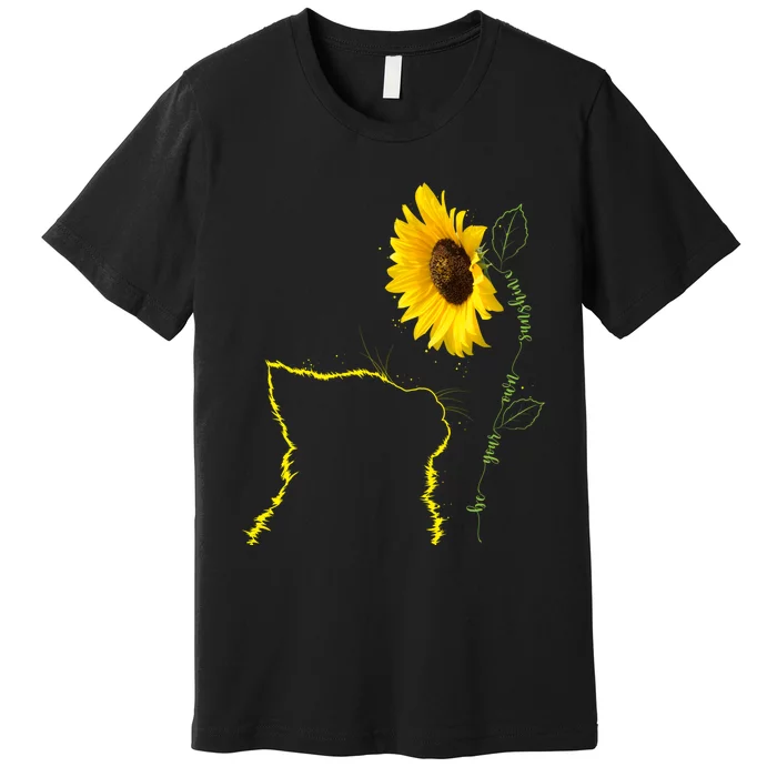 Cat Sunflower Be Your Own Sunshine Gift For Cat Mom Dad Premium T-Shirt