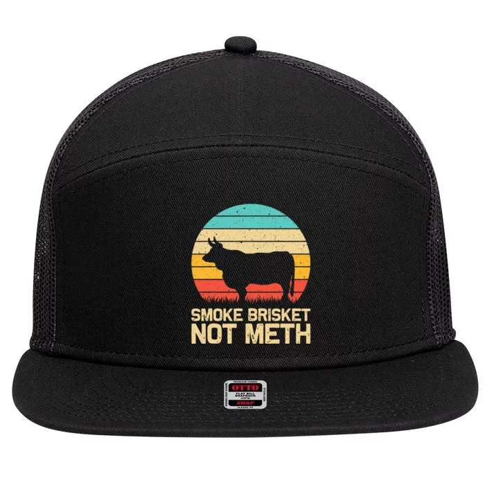 Cool Smoke Brisket Not Meth Funny Grilling 7 Panel Mesh Trucker Snapback Hat