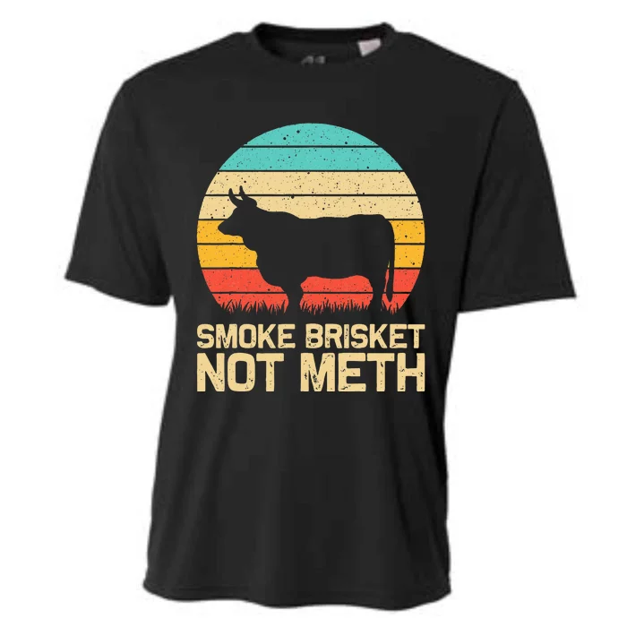 Cool Smoke Brisket Not Meth Funny Grilling Cooling Performance Crew T-Shirt