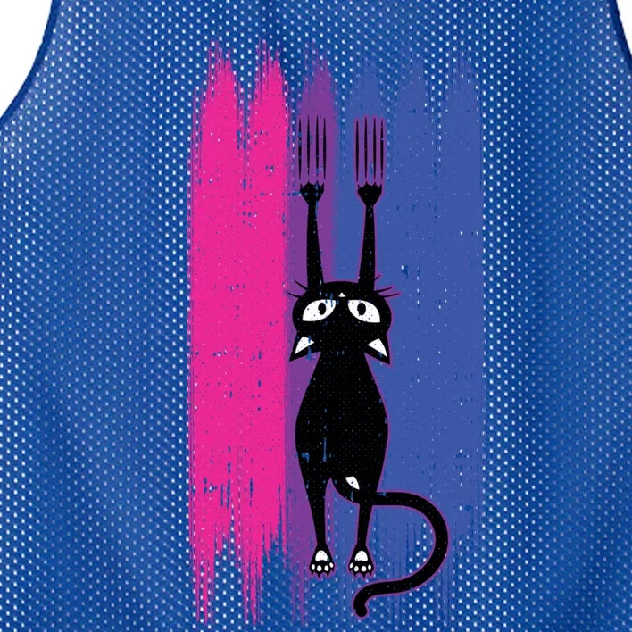 Cat Scratching Bisexual Pride Cute Kitten Kitty Lgbtq Ally Gift Mesh Reversible Basketball Jersey Tank