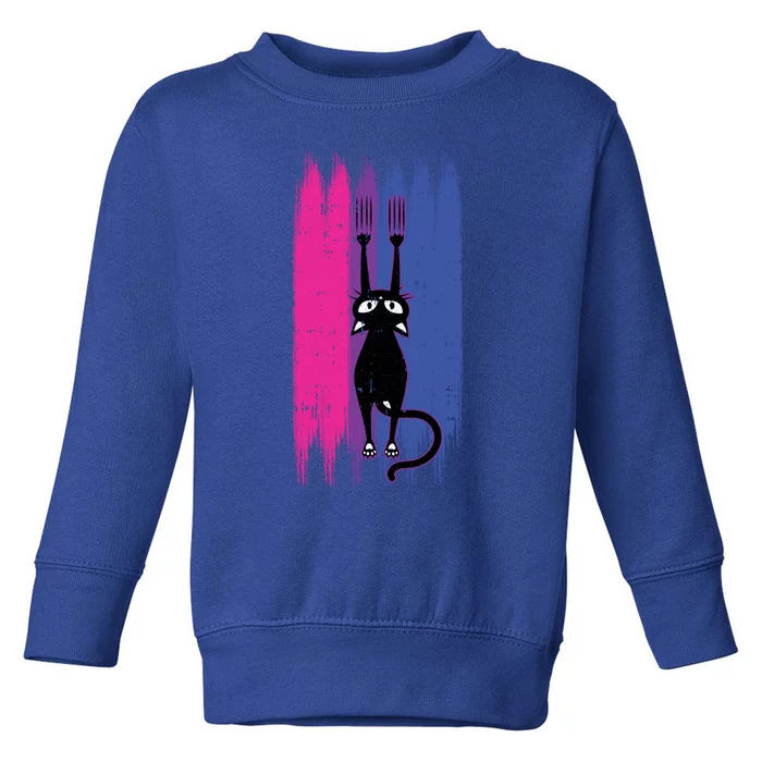 Cat Scratching Bisexual Pride Cute Kitten Kitty Lgbtq Ally Gift Toddler Sweatshirt