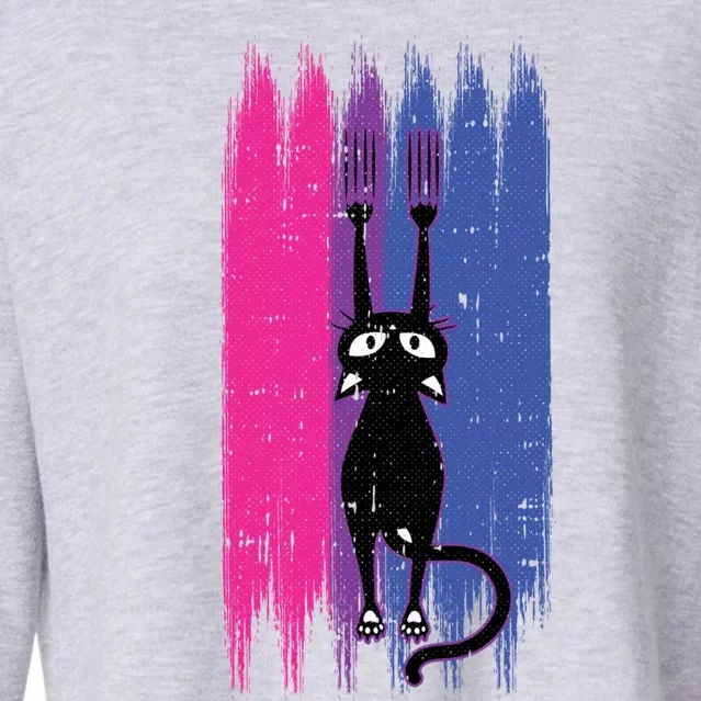 Cat Scratching Bisexual Pride Cute Kitten Kitty Lgbtq Ally Gift Cropped Pullover Crew