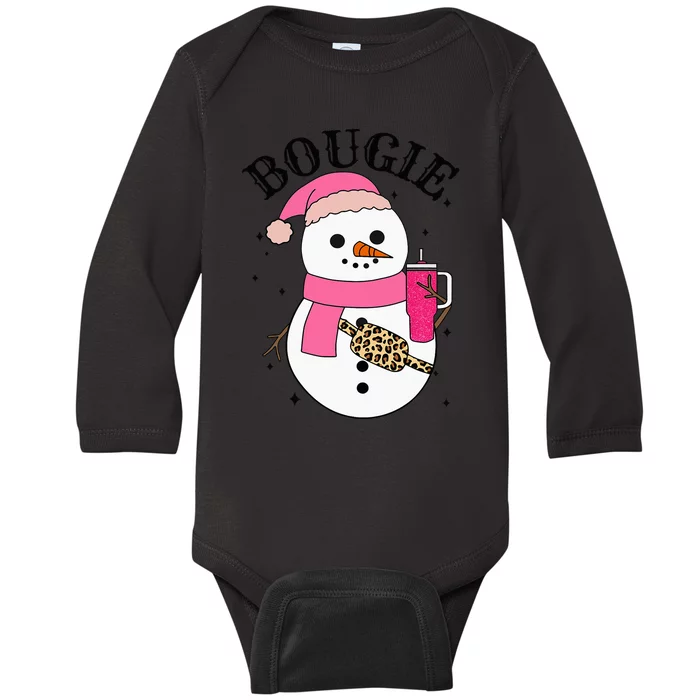 Cute Snowman Bougie Snowman Belt Bag Christmas Holiday Baby Long Sleeve Bodysuit