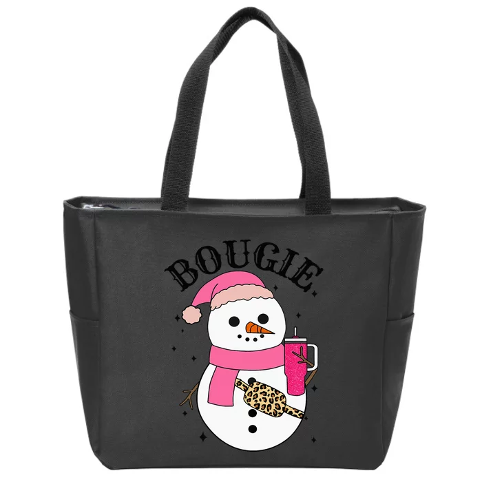 Cute Snowman Bougie Snowman Belt Bag Christmas Holiday Zip Tote Bag