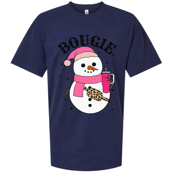 Cute Snowman Bougie Snowman Belt Bag Christmas Holiday Sueded Cloud Jersey T-Shirt