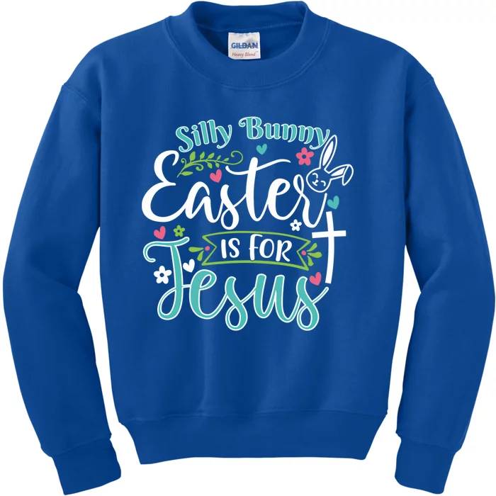 Cute Silly Bunny Easter Is For Jesus Rabbit Gift Kids Sweatshirt