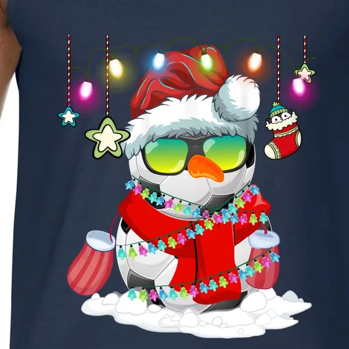 Christmas Soccer Ball Snow Santa Hat Lights Funny Xmas Cute Gift Comfort Colors® Tank Top