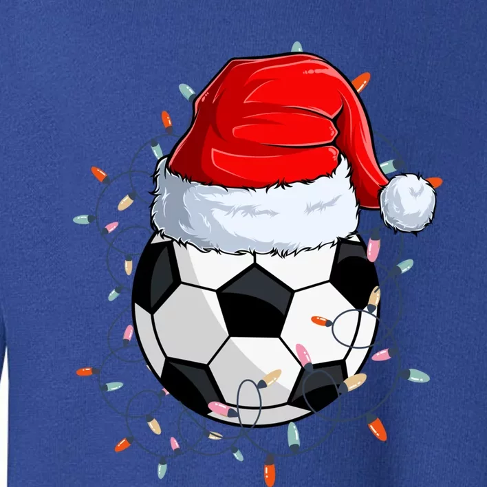 Christmas Soccer Ball With Santa Hat Xmas Light Soccer Lover Cute Gift Toddler Sweatshirt