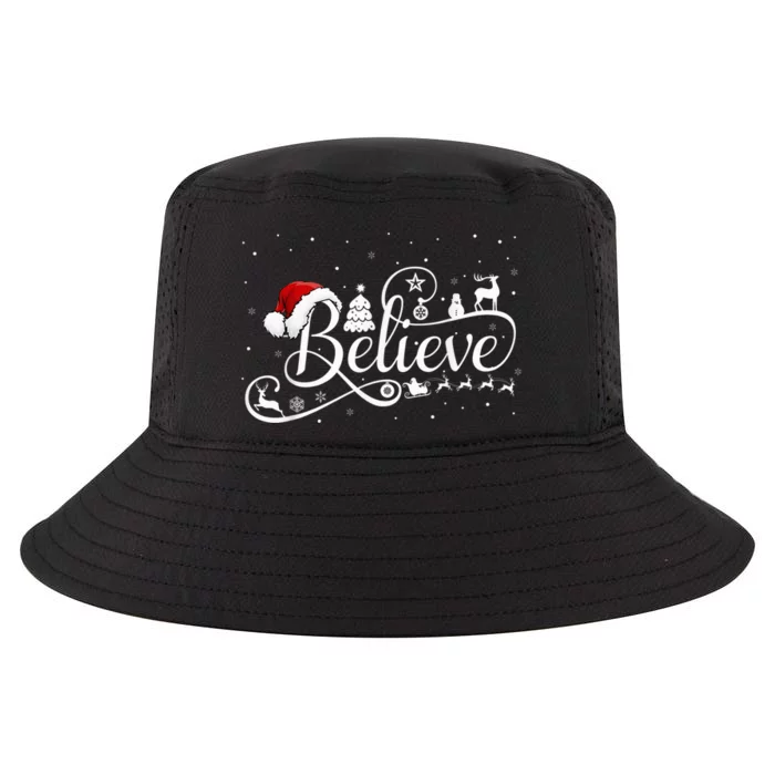 Christmas Shirt Believe Santa Claus Believe Christmas Kid Cool Comfort Performance Bucket Hat