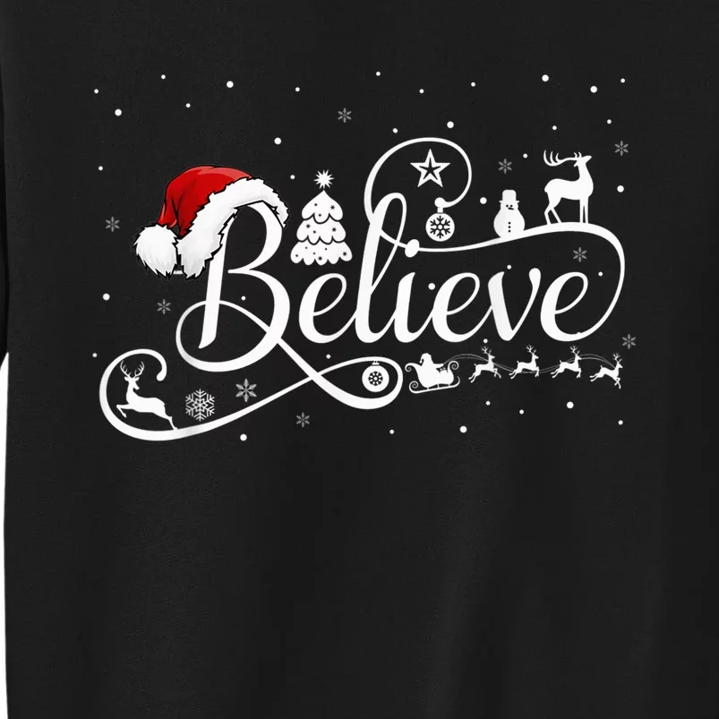 Christmas Shirt Believe Santa Claus Believe Christmas Kid Tall Sweatshirt