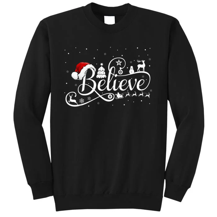 Christmas Shirt Believe Santa Claus Believe Christmas Kid Tall Sweatshirt