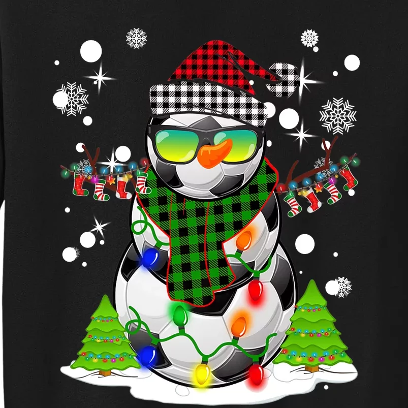 Christmas Soccer Ball Snowman Santa Hat Pajamas For Boys Premium Tall Sweatshirt