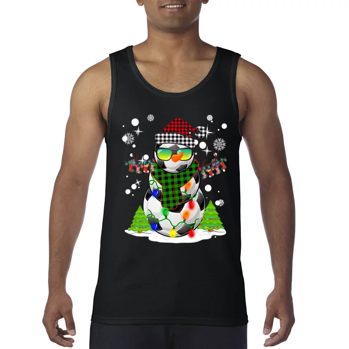 Christmas Soccer Ball Snowman Santa Hat Pajamas For Boys Premium Tank Top