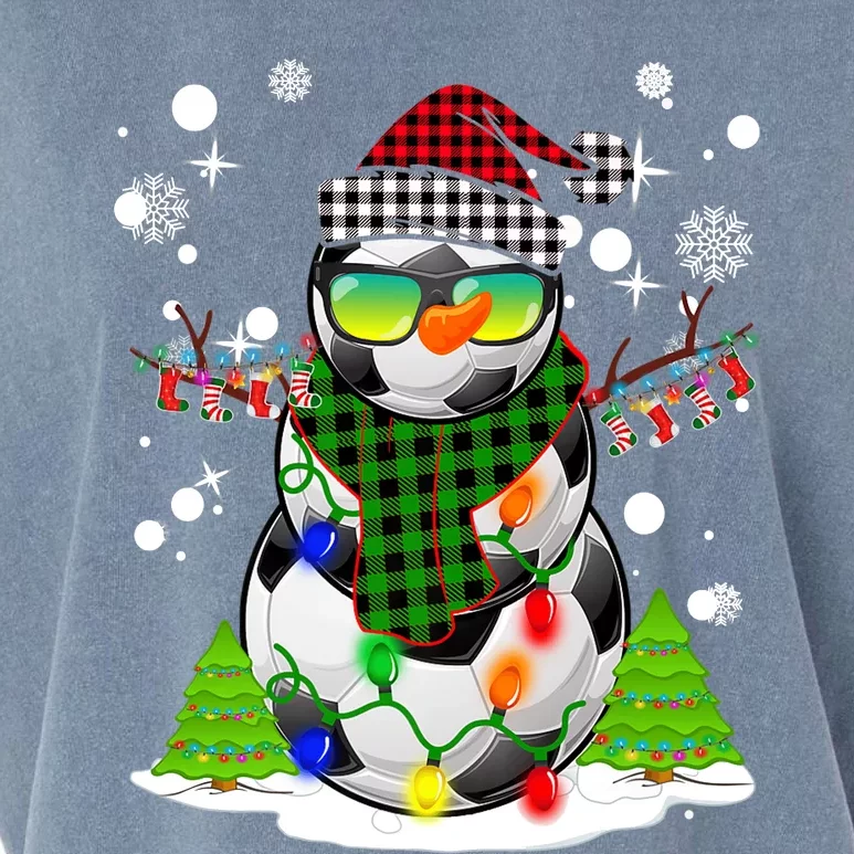 Christmas Soccer Ball Snowman Santa Hat Pajamas For Boys Premium Garment-Dyed Women's Muscle Tee