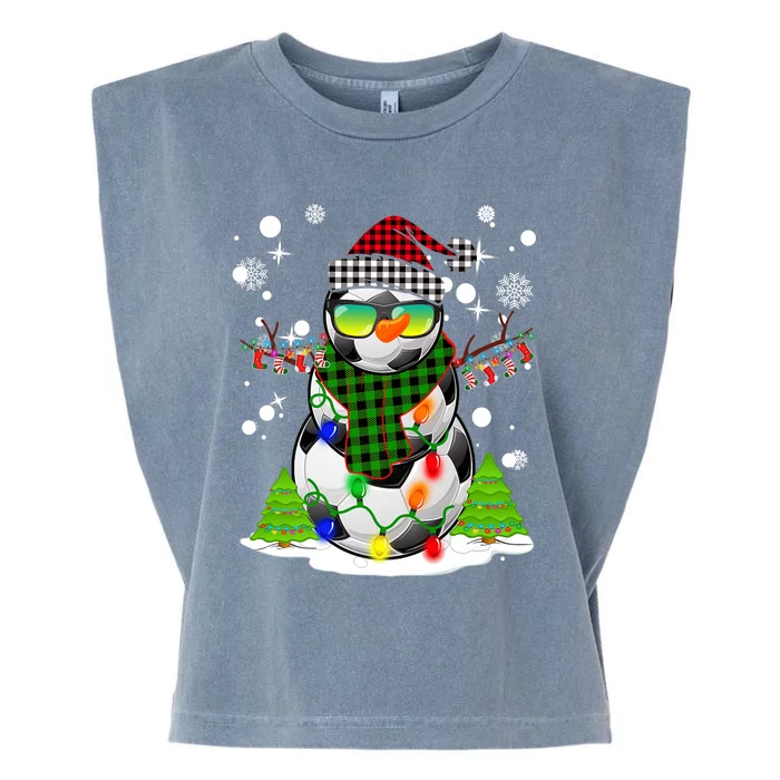 Christmas Soccer Ball Snowman Santa Hat Pajamas For Boys Premium Garment-Dyed Women's Muscle Tee