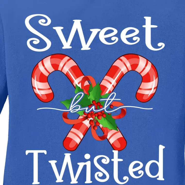 Christmas Sweet But Twisted Gift Candy Cane Xmas Gift Ladies Long Sleeve Shirt