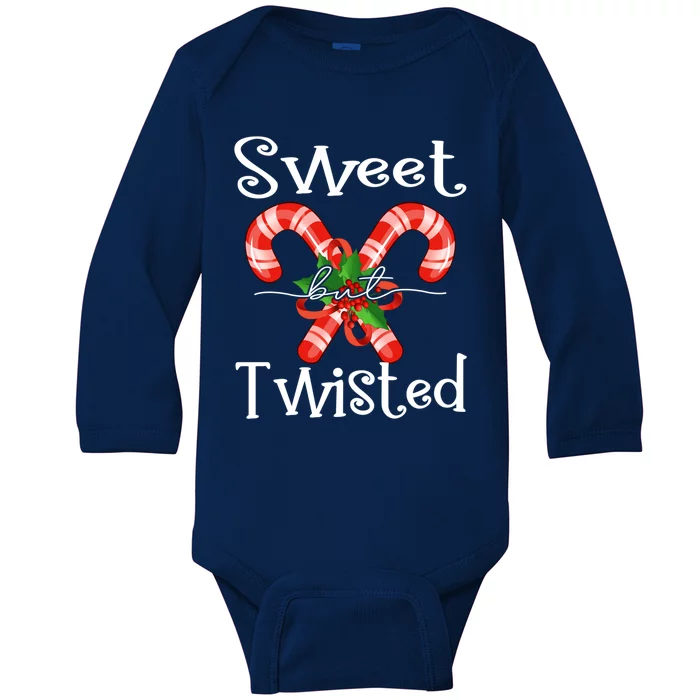 Christmas Sweet But Twisted Gift Candy Cane Xmas Gift Baby Long Sleeve Bodysuit