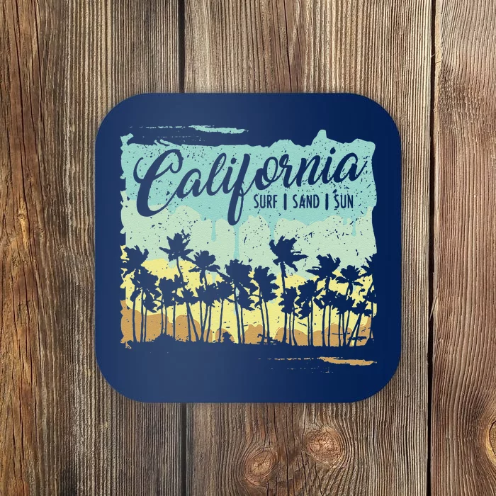 California Surfing Beach Summer Vintage Retro Surf Gift Coaster