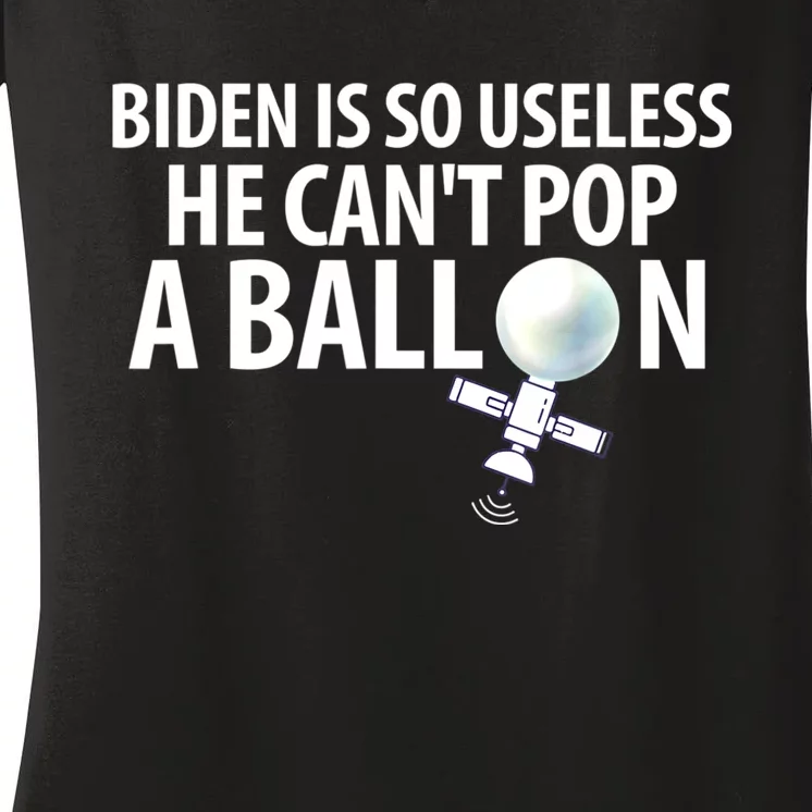 Chinese Spy Balloon Funny Surveillance Anti Joe Biden Women's V-Neck T-Shirt