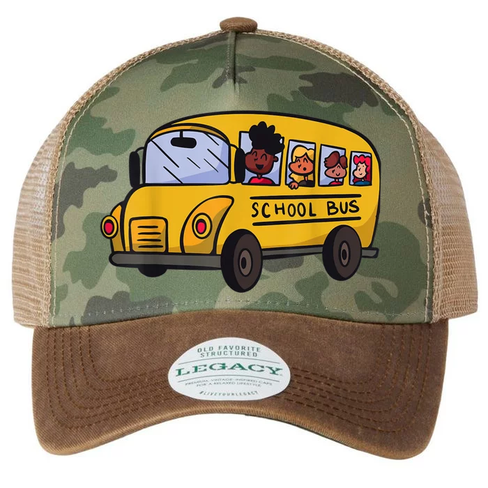 Cartoon School Bus I Kids I School Bus Legacy Tie Dye Trucker Hat