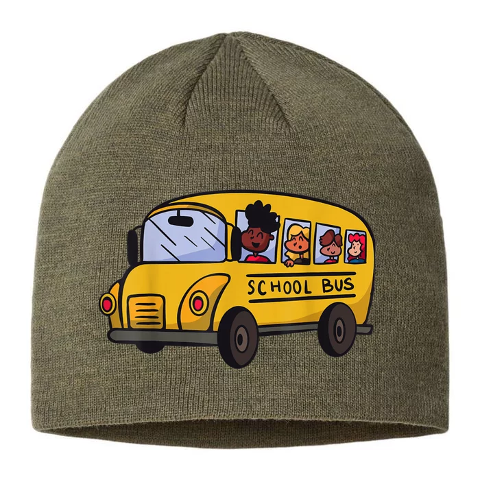 Cartoon School Bus I Kids I School Bus 8 1/2in Sustainable Knit Beanie