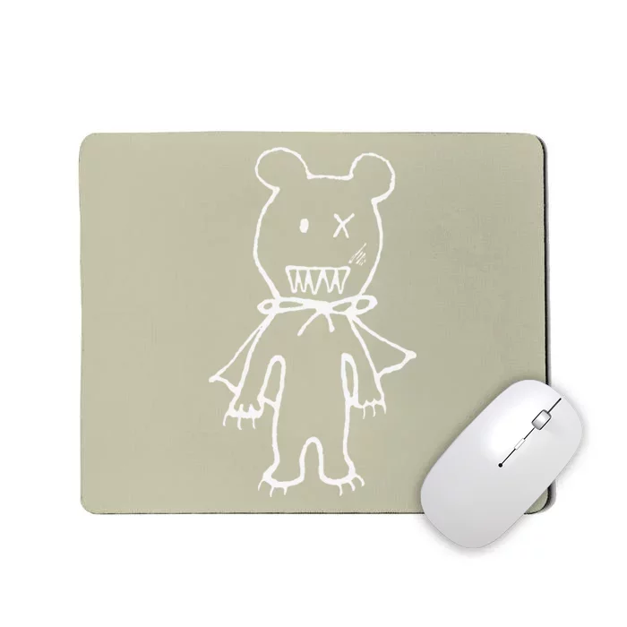 Cute Scary Bear Monster With Cape Doodle Drawing Halloween Mousepad