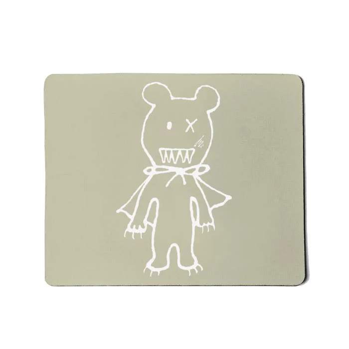 Cute Scary Bear Monster With Cape Doodle Drawing Halloween Mousepad