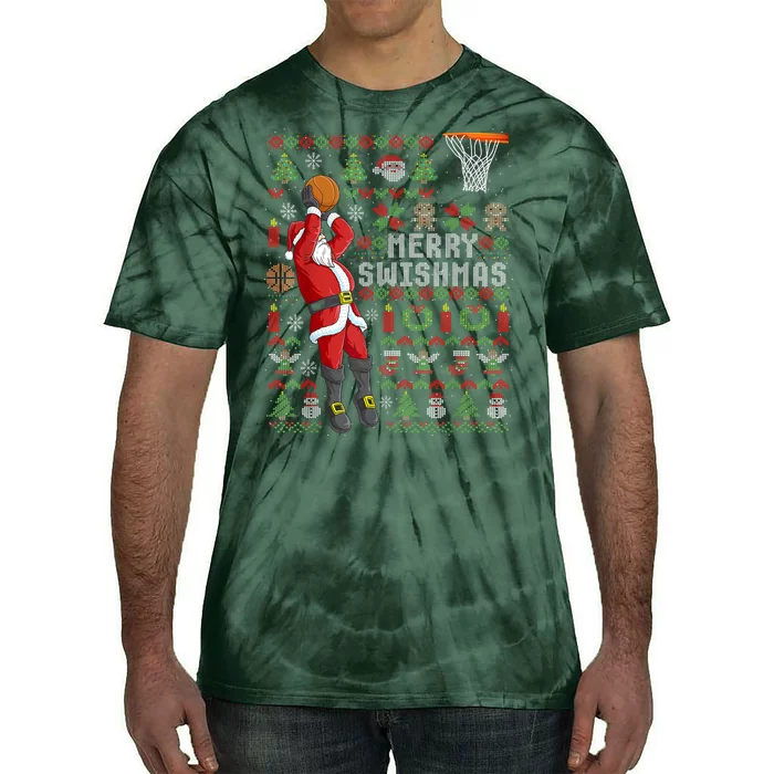 Cool Santa Basketball Merry Swishmas Tie-Dye T-Shirt