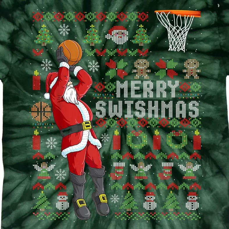 Cool Santa Basketball Merry Swishmas Tie-Dye T-Shirt